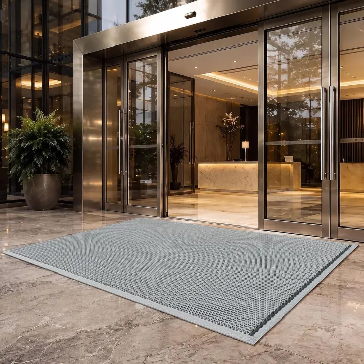 Outdoor PVC Drainage Door Mat — Grey 36" x 59" Welcome Mat