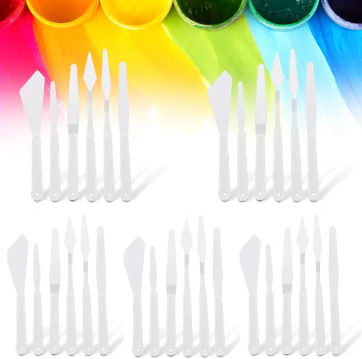 Plastic Palette Knife Set — 24-Piece, 6 Shapes for Oil & Acrylic