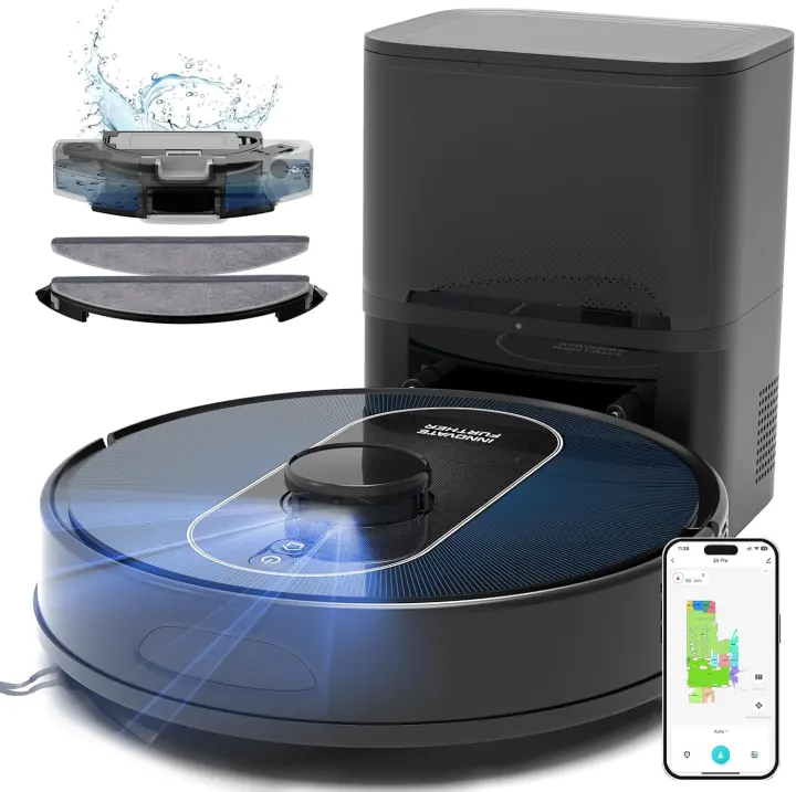 Robot Vacuum & Mop with Self-Emptying Base — 6000Pa LiDAR Cleaner