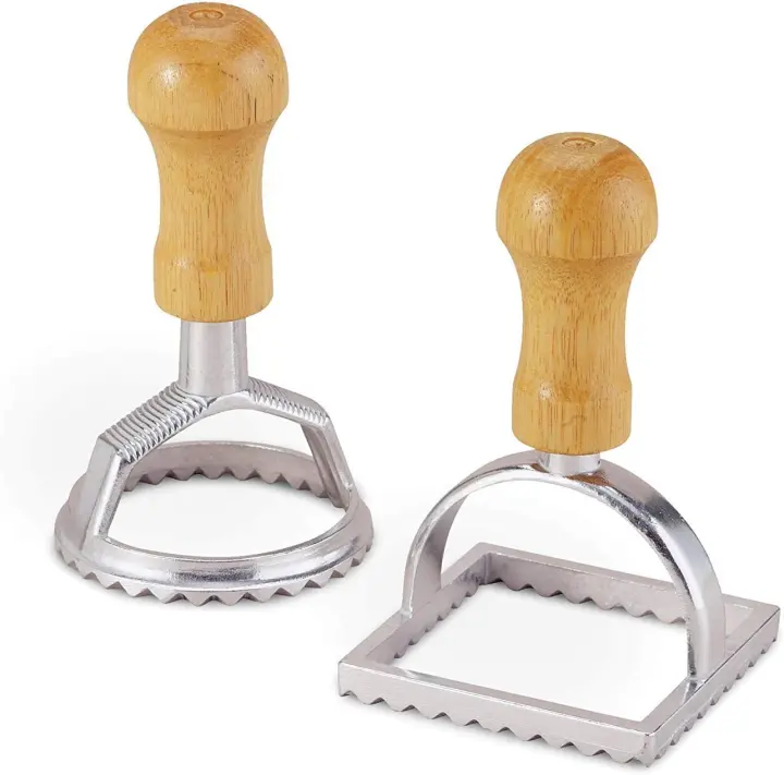 Round & Square Ravioli Stamps with Wooden Handles — 2.5" and 2"