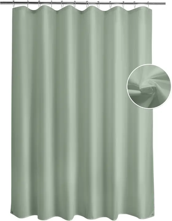 Sage Green Waterproof Fabric Shower Curtain Liner with Magnets — 70 x 72