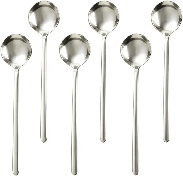 Set of 6 Silver Coffee & Espresso Spoons — 5.2-inch 304 Stainless