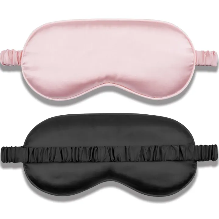 Silk-Like Sleep Mask 2-Pack — Adjustable Blush Pink & Black
