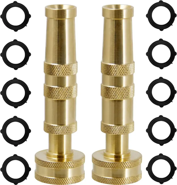 Solid Brass Twist Garden Hose Nozzle — 2-Pack, 4" Heavy-Duty
