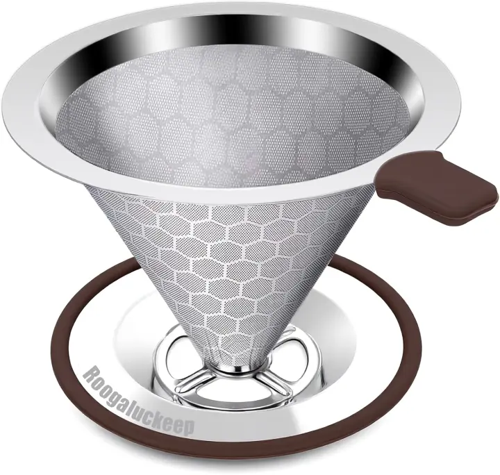 Stainless Steel Pour-Over Coffee Dripper — Reusable 600-Mesh Cone