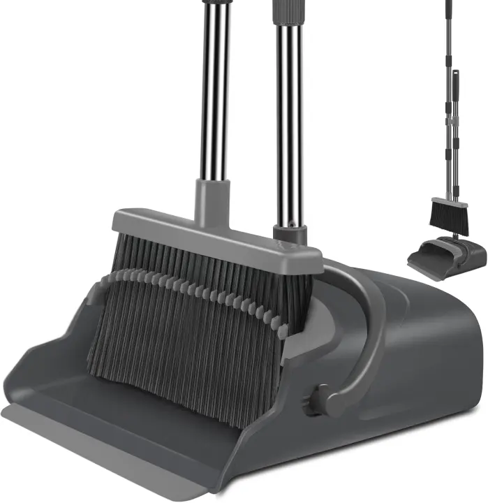 Stand-Up Broom and Dustpan Set — Extendable Home & Office Sweeper