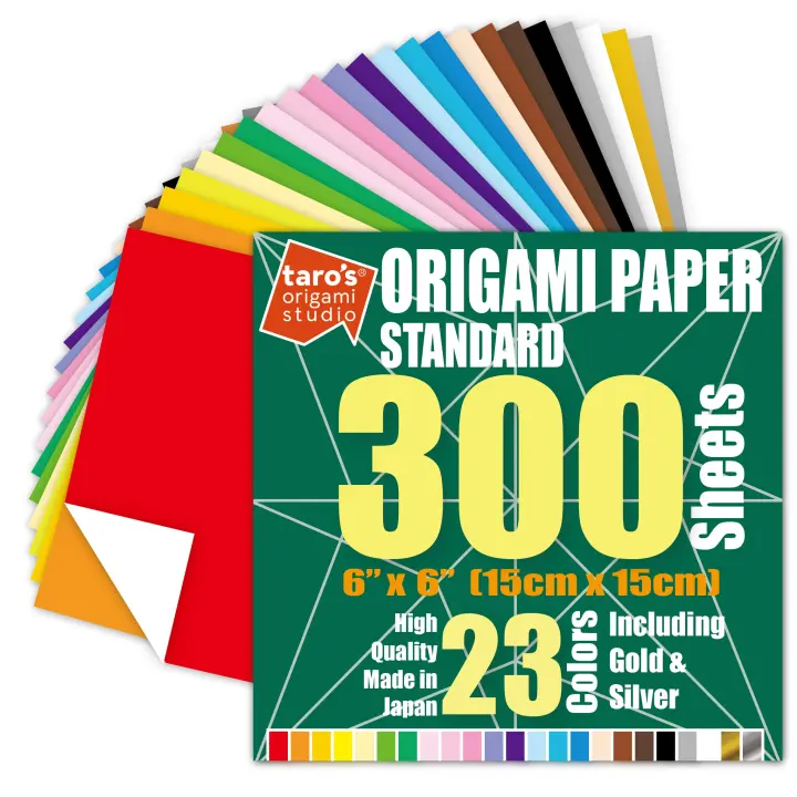 Taro's Origami Studio — Standard 6" Square Origami Paper, 300 Sheets, 23 Colors