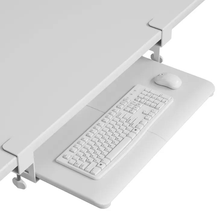 Under-Desk Pull-Out Keyboard Tray with C-Clamp — Slide-Out Keyboard & Mouse Platform