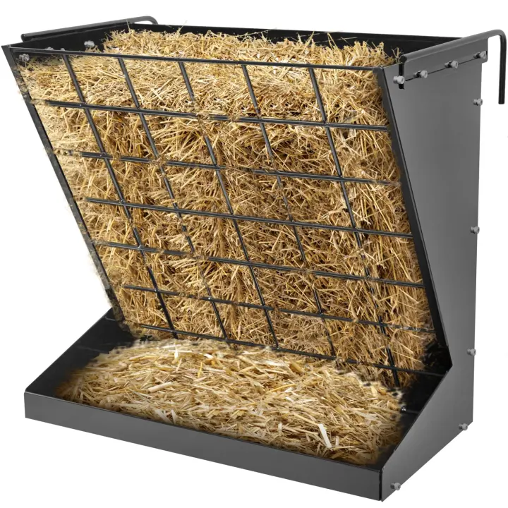 Wall-Mount Metal Hay Rack — 2-in-1 Livestock Feeder (Adjustable)